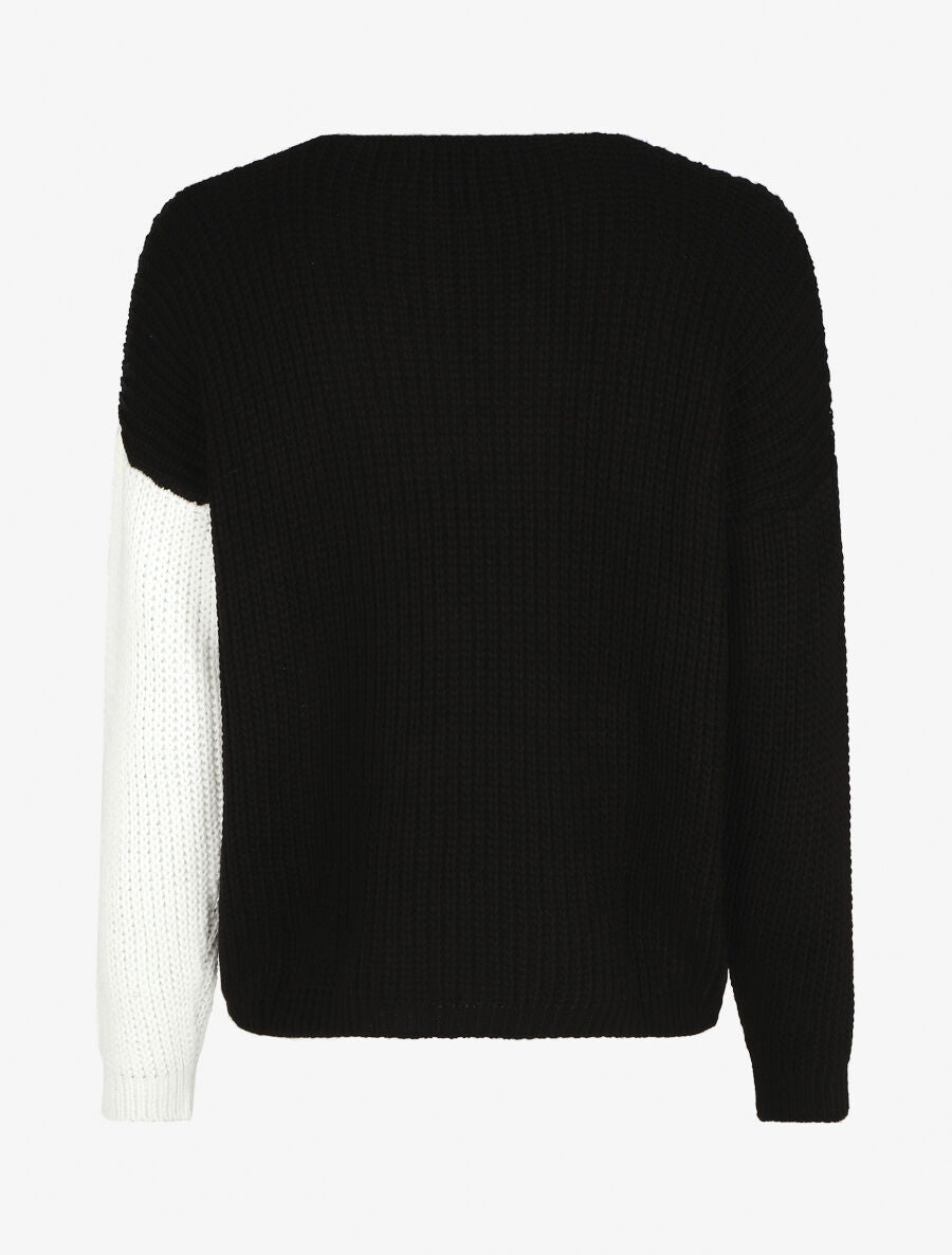 Pull droit bicolore - Noir/blanc - 2