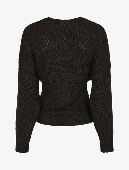 Pull croisé manches longues - Noir - 2
