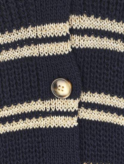 Gilet droit à rayures irisées - Marine - 3