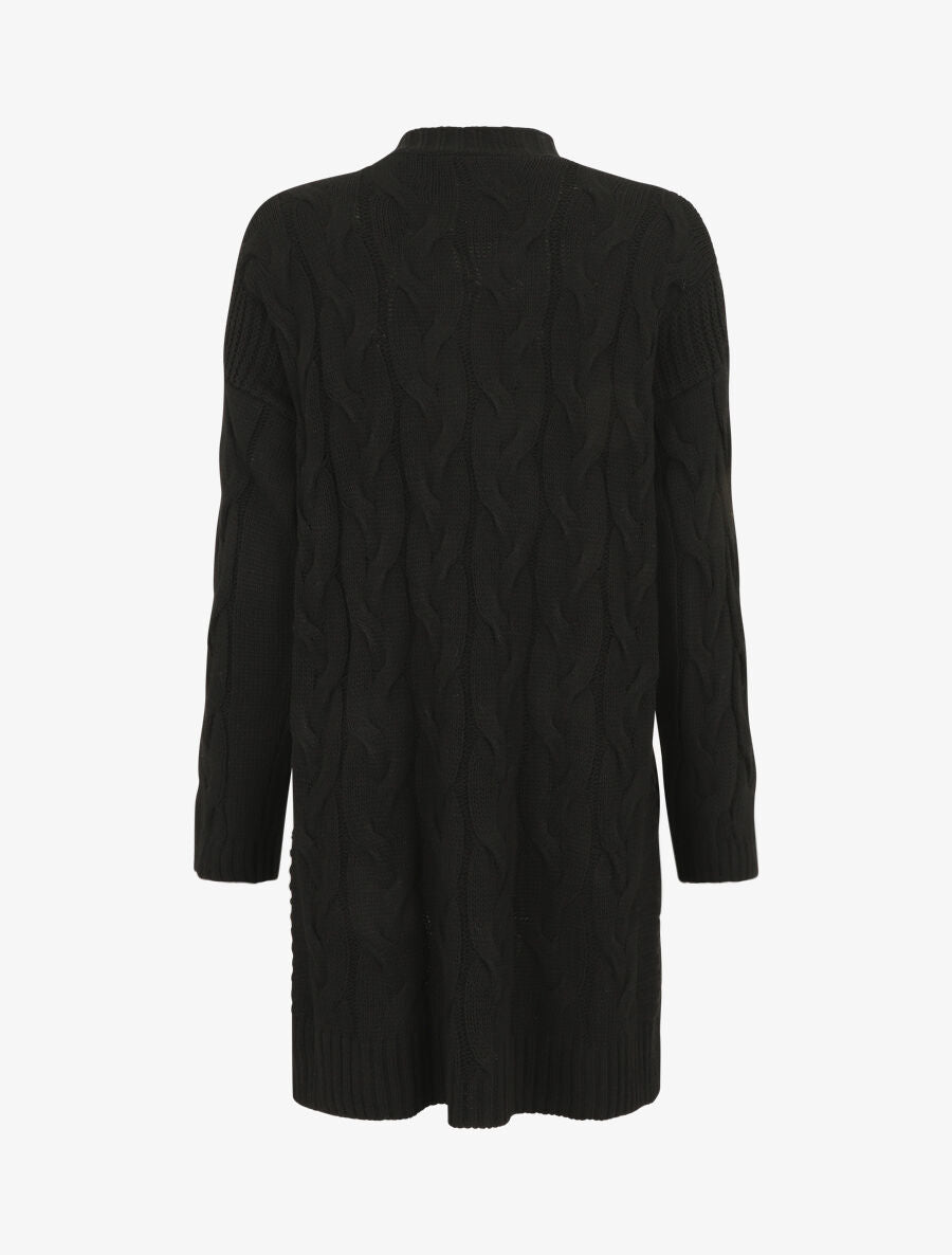Gilet long effet tressé - Noir - 2