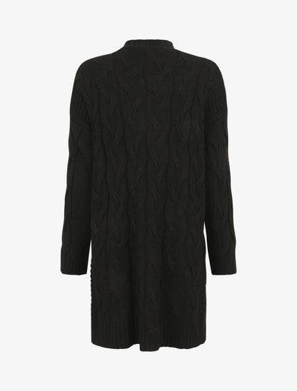 Gilet long effet tressé - Noir - 2