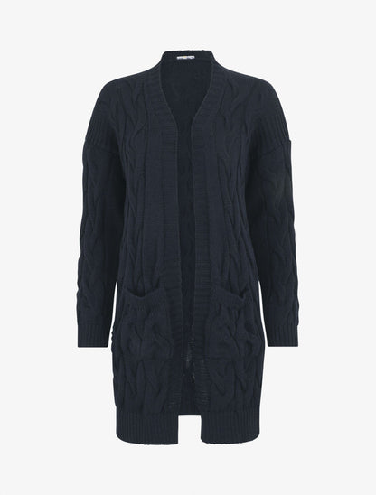 Gilet long effet tressé - Marine - 1