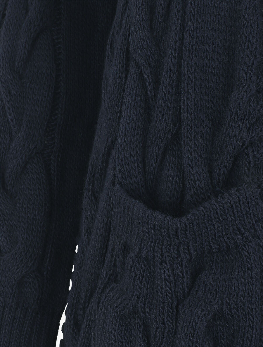 Gilet long effet tressé - Marine - 3