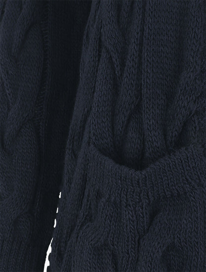 Gilet long effet tressé - Marine - 3