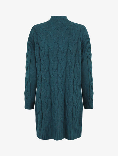 Gilet long effet tressé - Bleu canard - 2