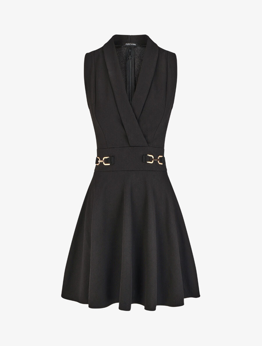 Robe patineuse courte sans manches - Noir - 1