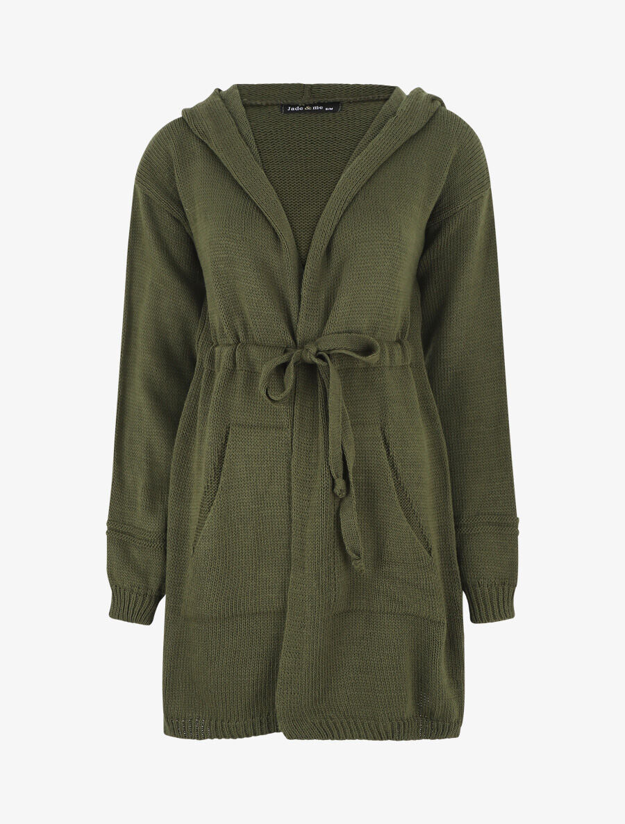 Gilet long à capuche - Kaki - 1