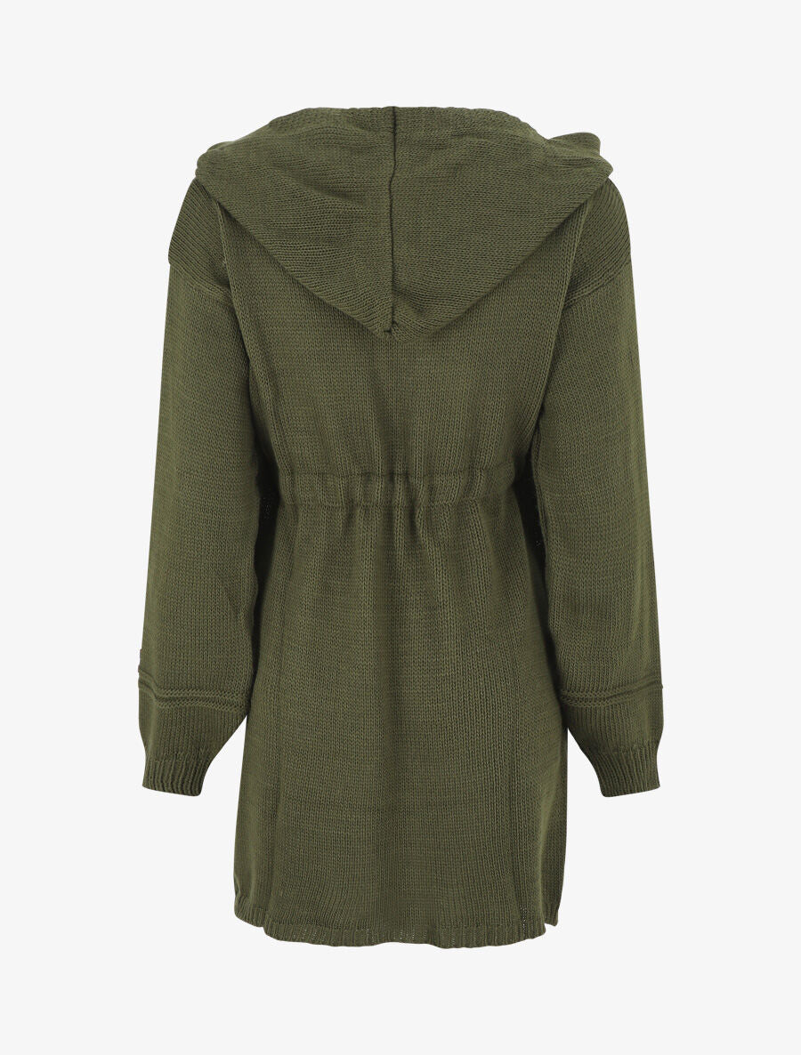 Gilet long à capuche - Kaki - 2