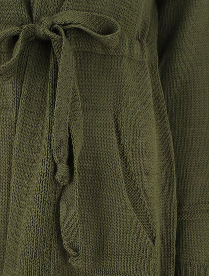 Gilet long à capuche - Kaki - 3