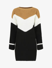 Robe pull ample morif V - Camel - 1