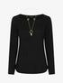 Pull fin uni et sautoir - Noir - 1