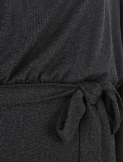 Robe courte unie manches longues - Noir - 3