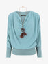 Blouse unie à col bénitier - Vert d&