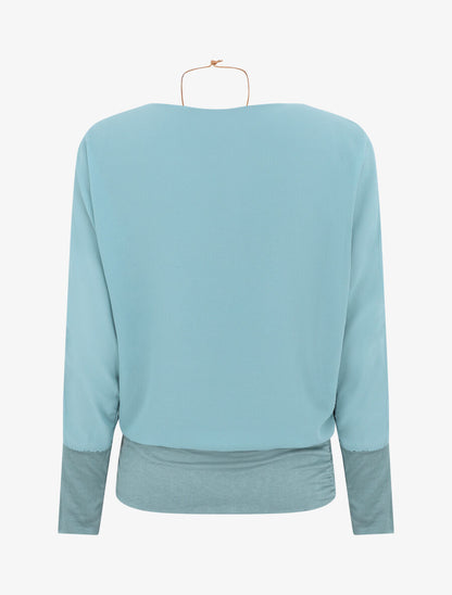 Blouse unie à col bénitier - Vert d&