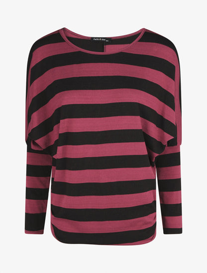 Pull ample motif rayé - Bordeaux - 4