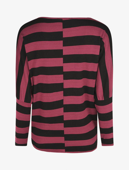 Pull ample motif rayé - Bordeaux - 2