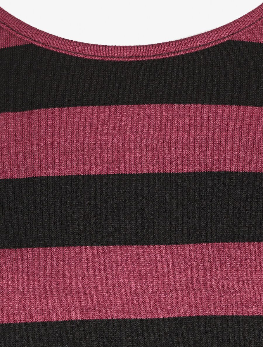 Pull ample motif rayé - Bordeaux - 3