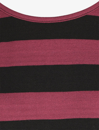 Pull ample motif rayé - Bordeaux - 3