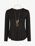 Pull droit dos boutonné - Noir - 1