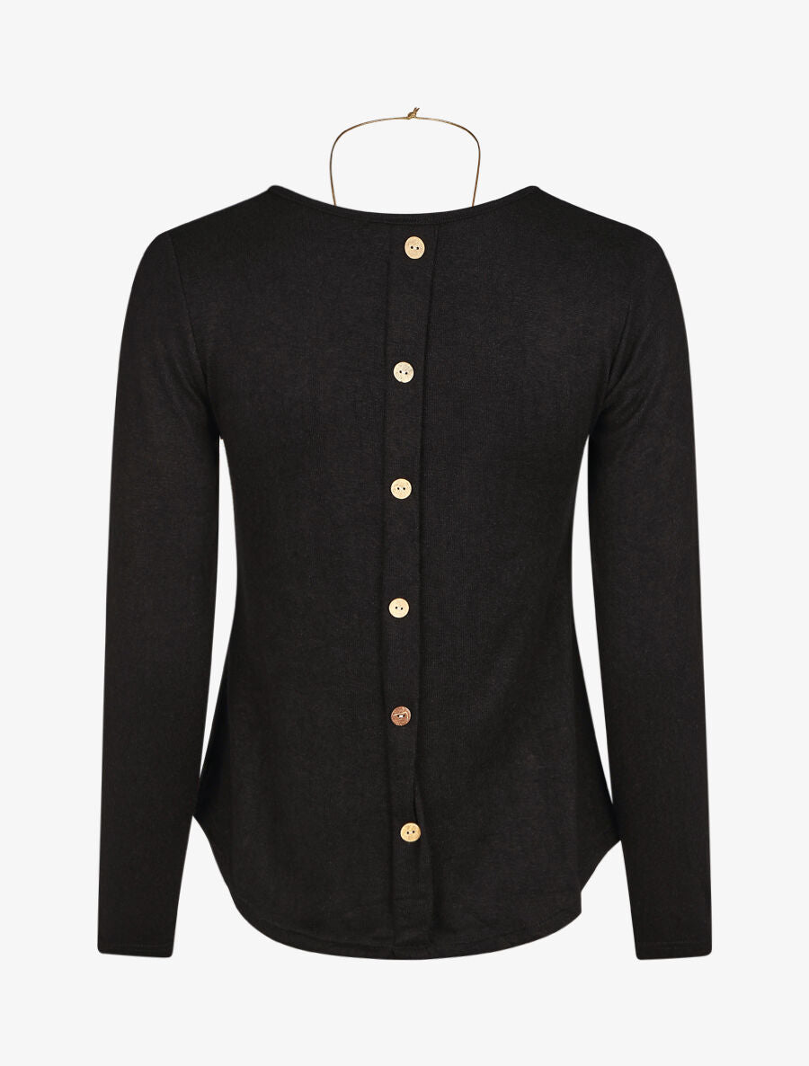 Pull droit dos boutonné - Noir - 2