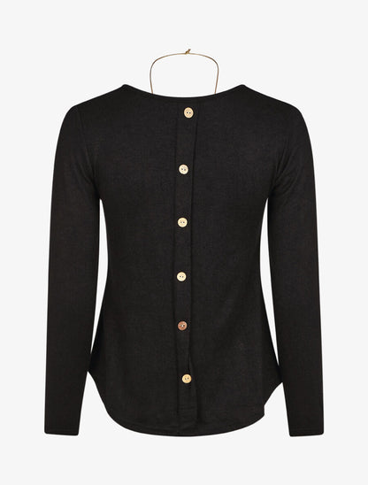 Pull droit dos boutonné - Noir - 2