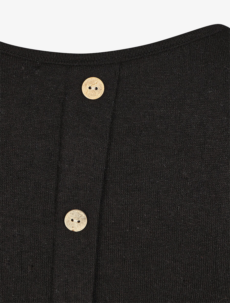 Pull droit dos boutonné - Noir - 3