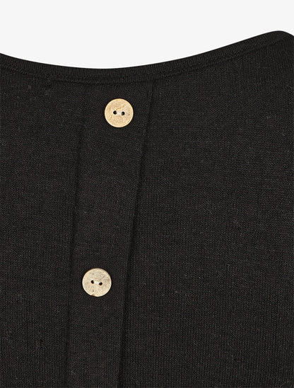 Pull droit dos boutonné - Noir - 3