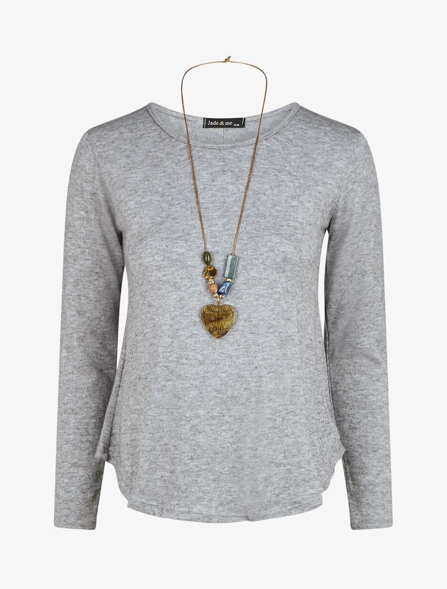 Pull droit dos boutonné - Gris - 1