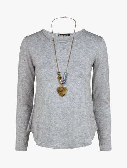 Pull droit dos boutonné - Gris - 1