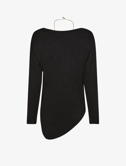 Pull fin uni à nouer - Noir - 2