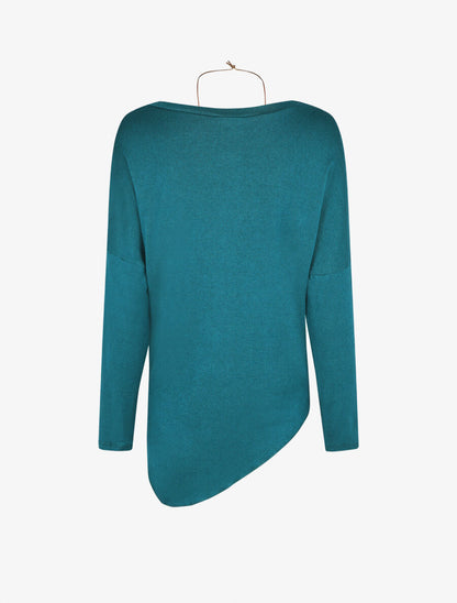 Pull fin uni à nouer - Bleu canard - 2