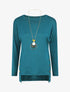 Pull fin uni à col rond - Bleu canard - 1
