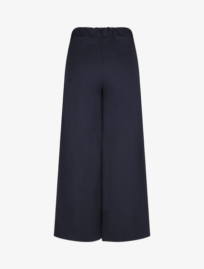 Pantalon ample taille haute à boucles - Marine - 2