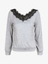 Pull fin droit col bateau en crochet - Gris - 1