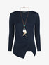 Pull droit drapé manches longues - Marine - 4