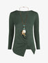 Pull droit drapé manches longues - Vert foncé - 4