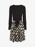 Robe mi-longue évasée imprimé léopard - Noir - 4