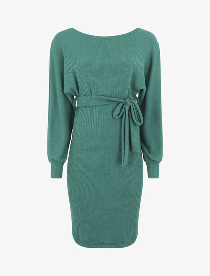Robe pull ajustée dos en V dentelle - Vert - 1