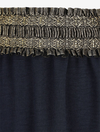 Jupe longue évasée taille haute irisée - Marine - 3