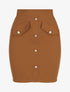 Jupe droite à boutons décoratifs - Camel - 1