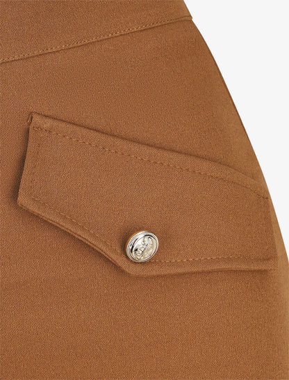 Jupe droite à boutons décoratifs - Camel - 3