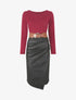 Robe bi-matière effet drapé - Bordeaux - 1