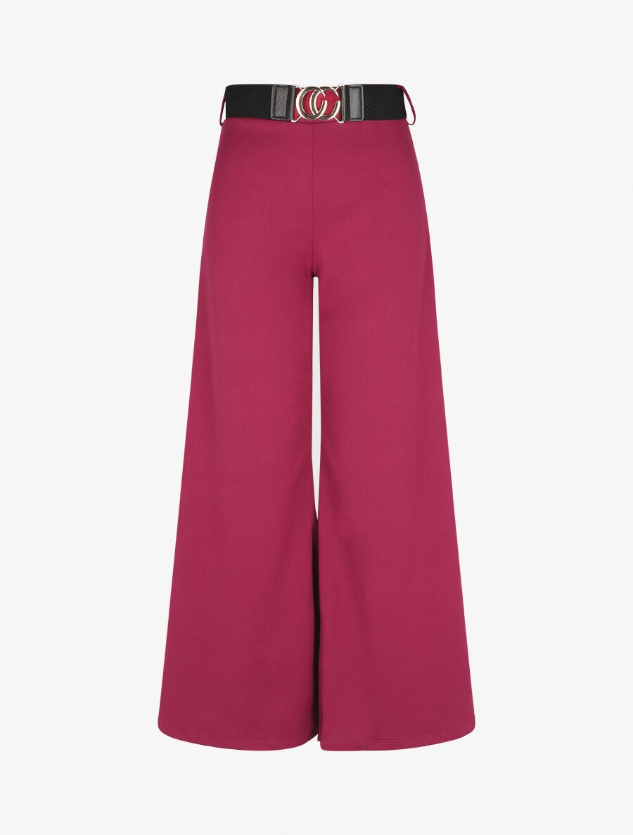 Pantalon ample taille haute uni - Violine - 4