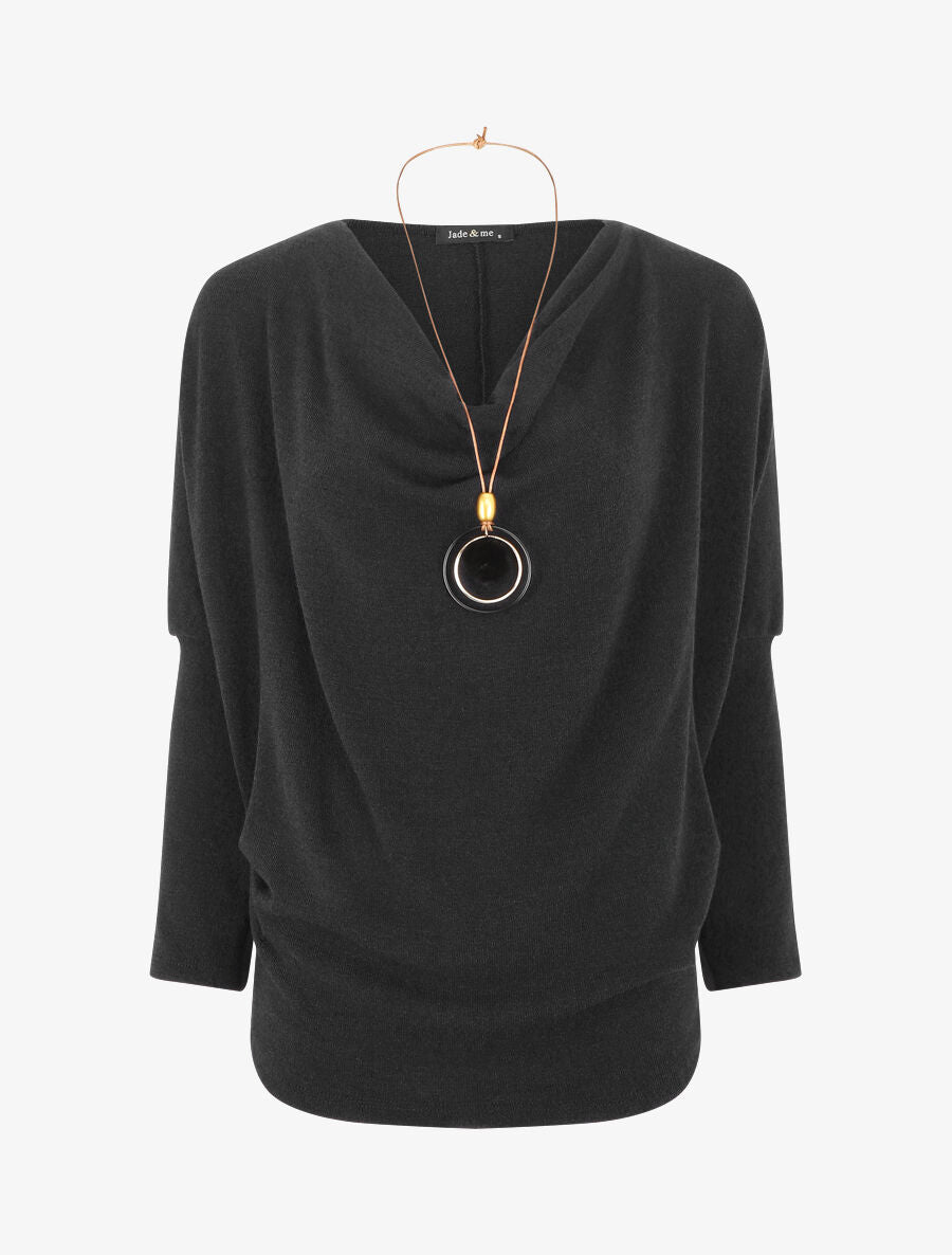 Pull droit basique col bénitier - Noir - 4