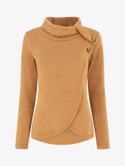 Pull droit col roulé et boutons - Camel - 5