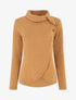 Pull droit col roulé et boutons - Camel - 5