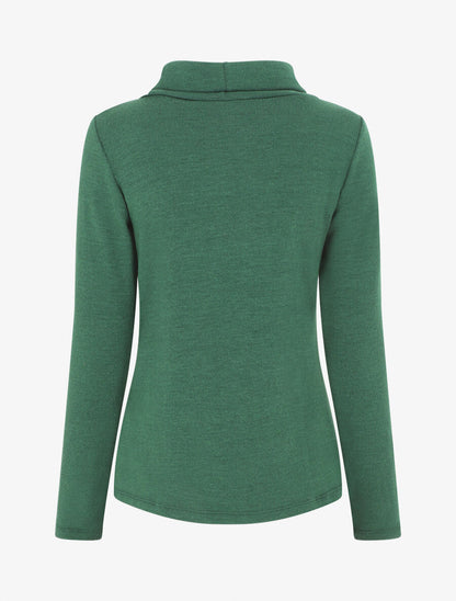 Pull droit col roulé et boutons - Vert - 2