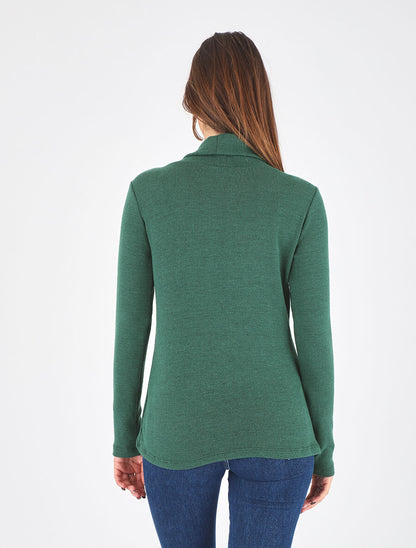 Pull droit col roulé et boutons - Vert - 5