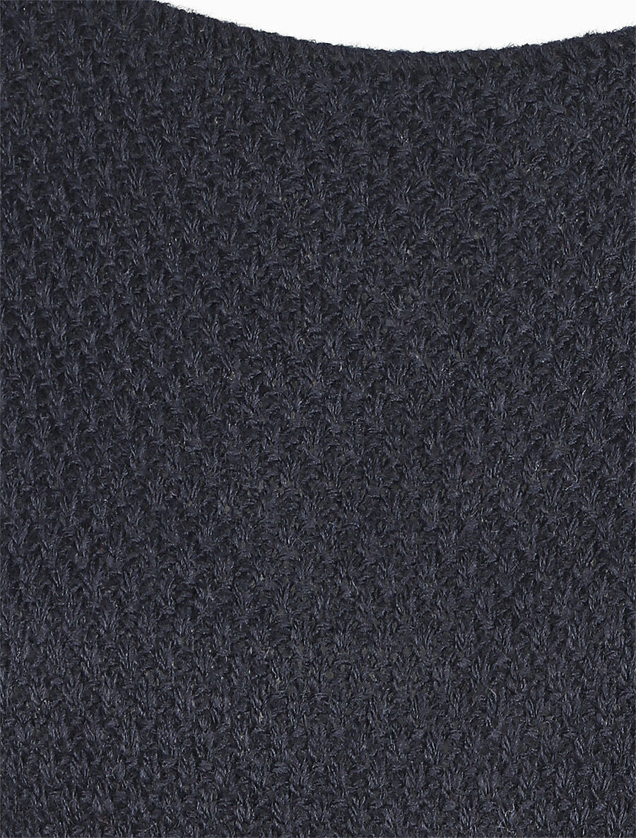 Pull uni en maille à col rond - Marine - 3