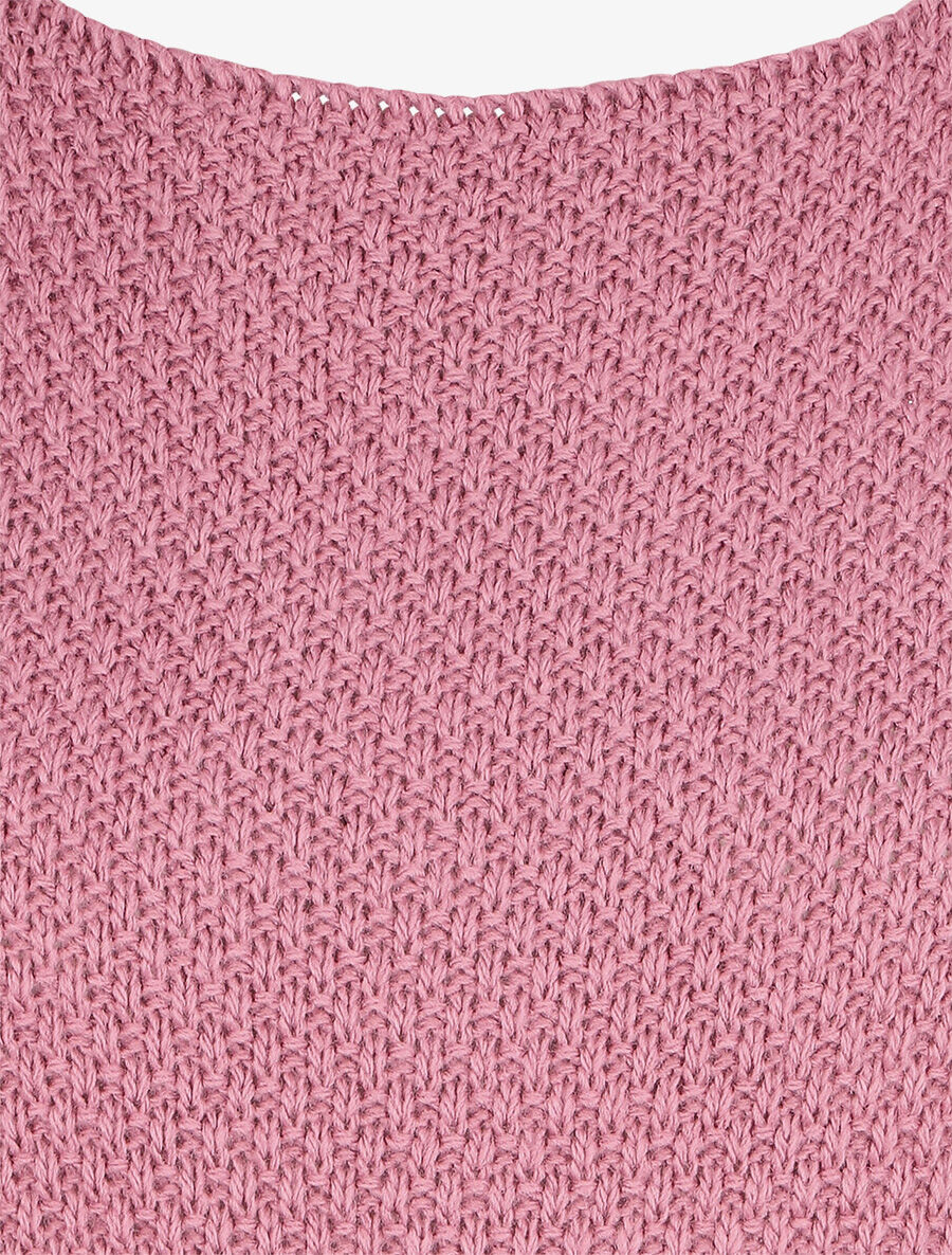 Pull uni en maille à col rond - Rose - 3